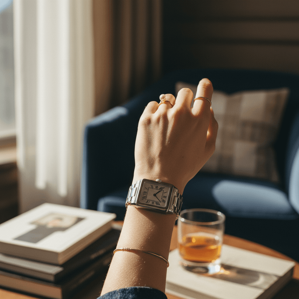 Damen-Chronograph mit Diamanten und Goldgehäuse